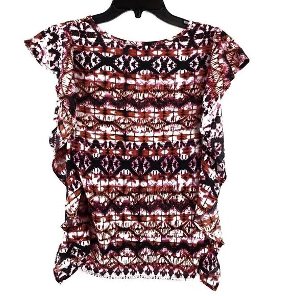 STATUS Blouse Top Black White Pink Orange Print, Small New without tags - Picture 2 of 7